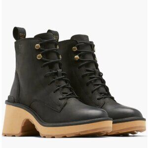 Sorel Women's Hi-Line Heel Lace Boot - Black/Tawny Buff , Women's Size 8.5